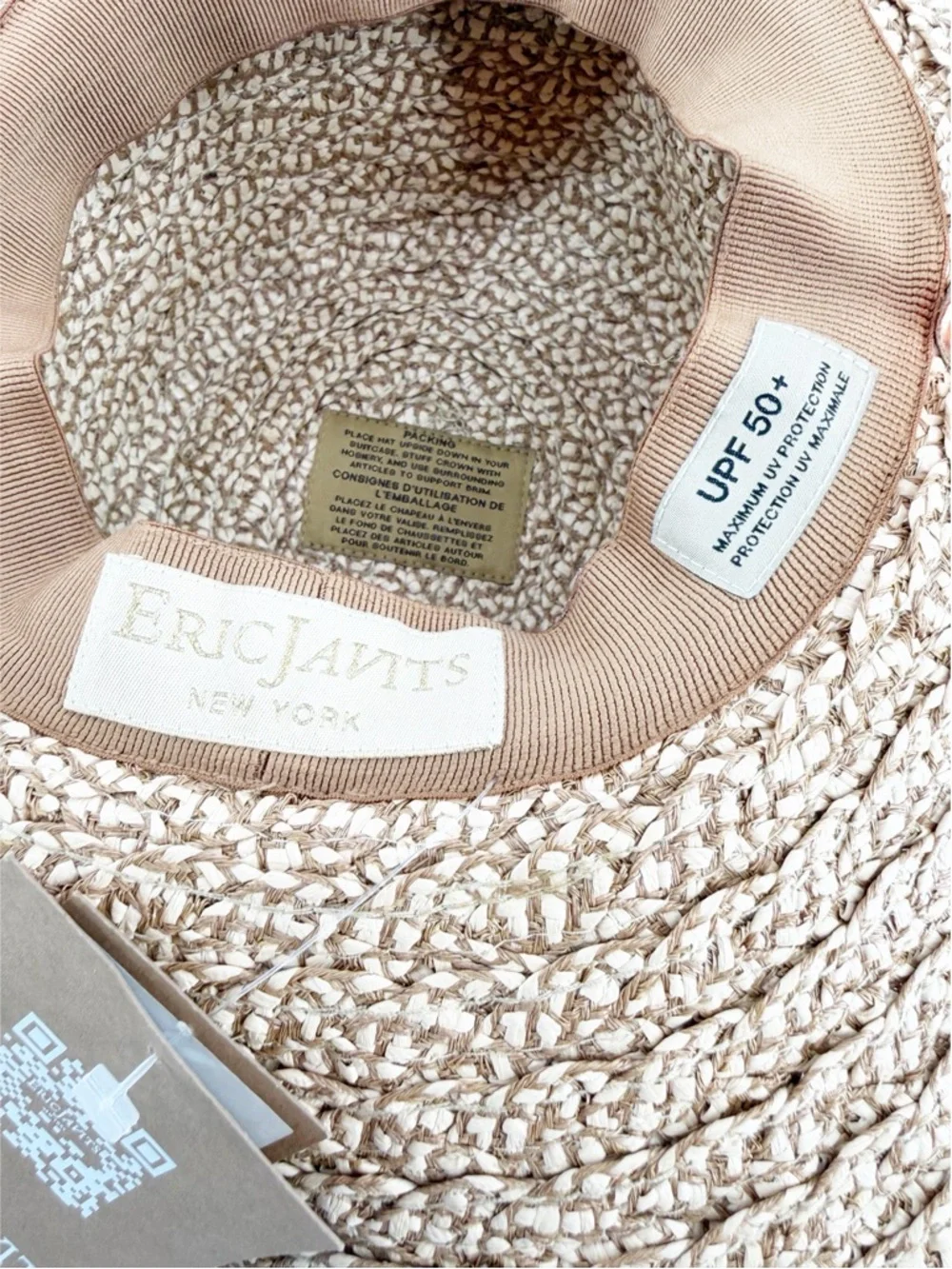 NWT Eric Javits Peanut Broad-Brim Sun Hat One Size Peanut - Picture 8 of 10